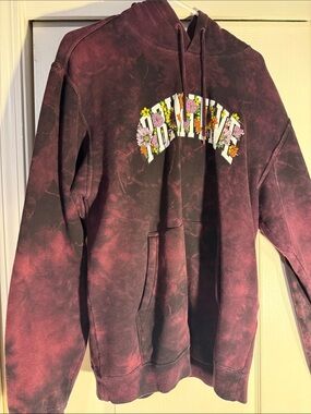 Primitive Maroon & Black Tie-Dye Floral Logo Hoodie